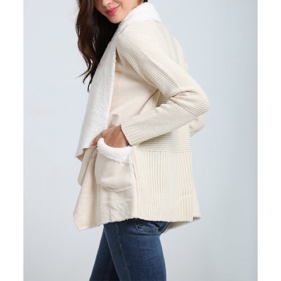 Simply Couture Oversized Collar Open Coatigan Side Pocket Sweater Large, X Large - Picture 2 of 6